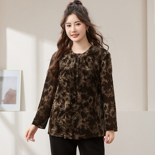 胖妹妹春秋装洋气时尚显瘦T恤衫