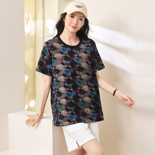 200斤胖mm夏装宽松显瘦短袖T恤