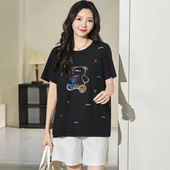 女装 夏装 胖妹妹卡通减龄洋气上衣200斤胖mm宽松显瘦短袖 大码 T恤衫