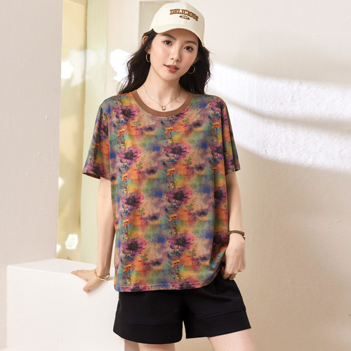 胖mm夏装百搭休闲短袖T恤