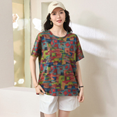 t恤200斤胖mm宽松显瘦韩版 加大码 胖妹妹上衣 新款 纯棉短袖 女装 夏季