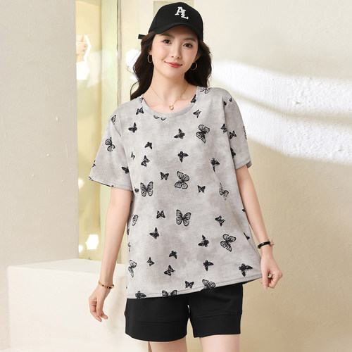 200斤胖mm夏装时尚休闲短袖T恤