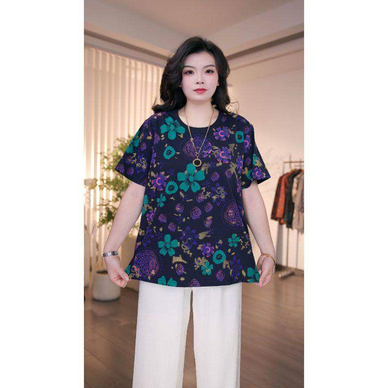 大码女装夏季新款短袖T恤200斤胖mm宽松遮肉显瘦时尚减龄百搭上衣,女装/女士精品,大码内搭,淘宝优惠券,粉丝福利购,淘宝优惠卷