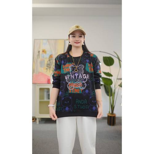 大码女装秋季新款长袖卫衣200斤胖mm宽松显瘦胖妹妹休闲圆领T恤衫