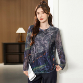 加肥加大码 T恤 胖妹妹洋气时髦上衣胖mm宽松显瘦长袖 女装 2025秋装