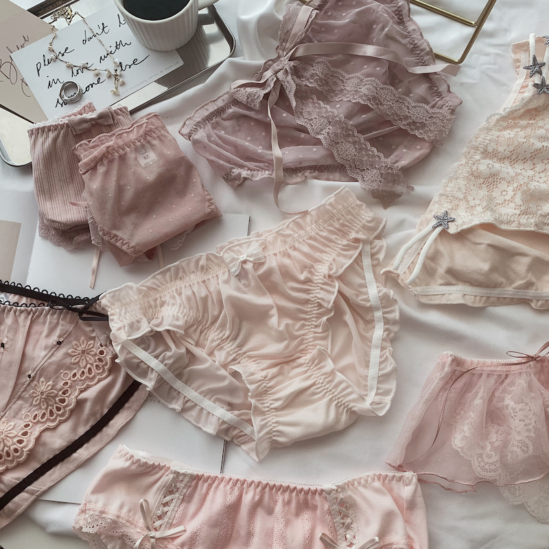 粉色ins内裤女日系性感蕾丝边