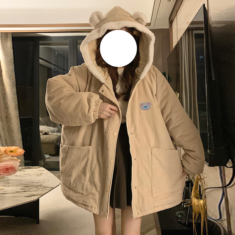 灯芯绒棉服外套女韩系温柔风奶fufu棉袄棉衣可爱小个子冬季,男装棉衣,电商A306-1