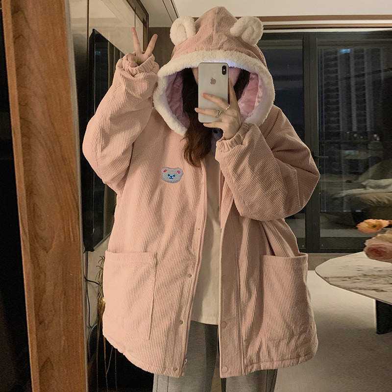 灯芯绒棉服外套女韩系温柔风奶fufu棉袄棉衣可爱小个子冬季,男装棉衣,电商A306-1