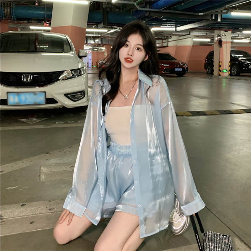 现货四色人鱼姬衬衫女防晒衫休闲衬衣A306-1-官W7001-衬衫P38，女装衬衫，电商A306-1