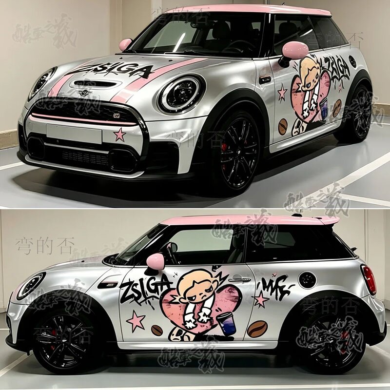 适用宝马miniCOOPER嘎子姐SU7ONE萤火虫卡通汽车贴纸装饰定制拉花