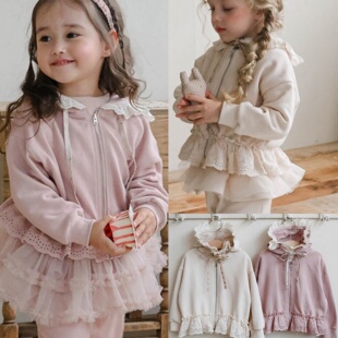 韩国童装草莓珊2025秋冬季款女孩外套T恤打底衫牛仔长裤气质套装