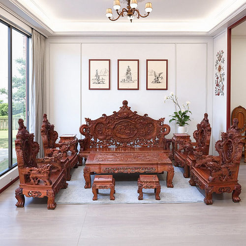 红木缅甸花梨木沙发大果紫檀宝座