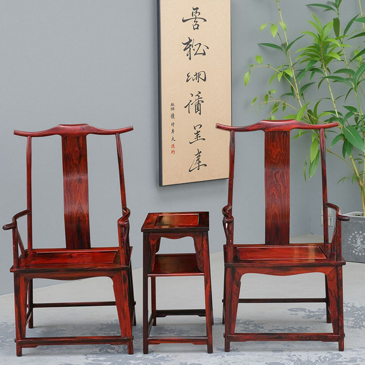 红木老挝大红酸枝木四出头官帽椅