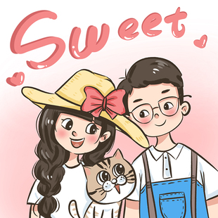 手绘卡通Q版 头像定制俏皮可爱漫画定制真人照片情侣全家福图设计