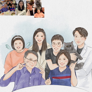 手绘原创水彩风格写实画q版头像定制情侣照片转漫画卡通形象设计
