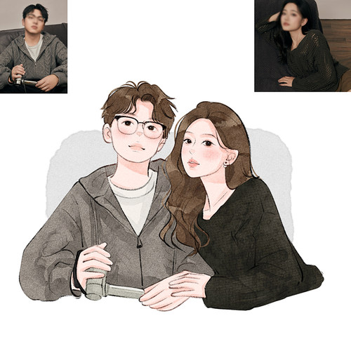 照葫芦画瓢手绘水彩头像定制