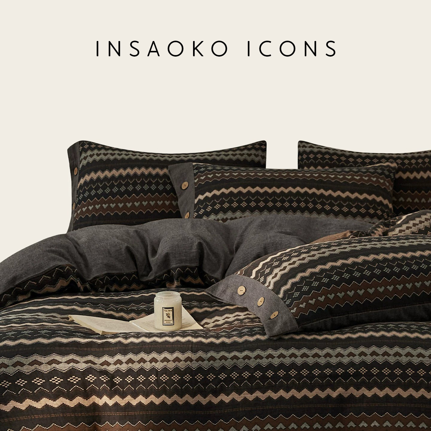法国 insaoko【手作臻品】母婴级纯棉双层纱四件套提花复古风床品