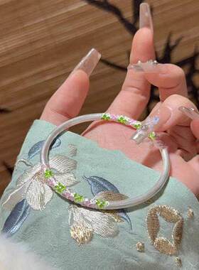 9999足银珐琅梅花闭口手镯女