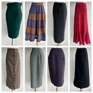 厚款 日系vintage复古着森系田园风小清新碎花波点中长半身裙