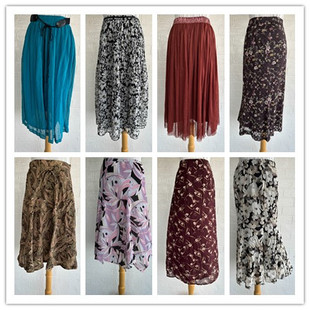 日系vintage复古着森系田园风小清新碎花波点中长半身裙