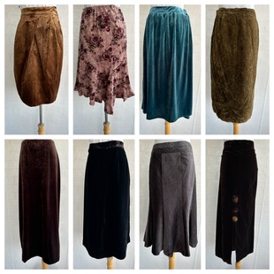 厚款 日系vintage复古森系田园风小清新碎花波点中长半身裙