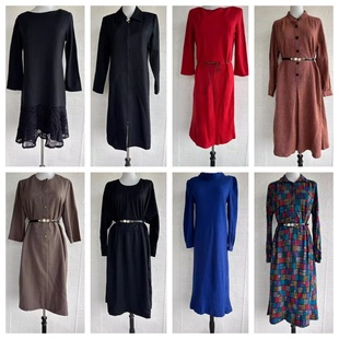 秋vintage复古着森系学院风小清新百褶格子毛呢连衣裙