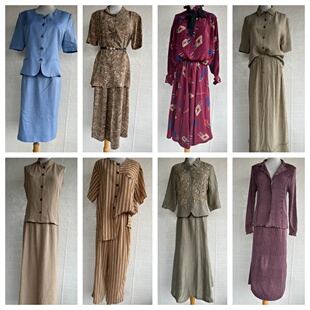 春秋复古着vintage孤品中古日本制羊毛西装外套经典套装