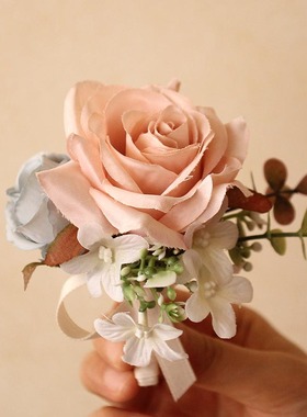 婚礼新娘伴娘姐妹胸花婚庆仿真花襟花绢花玫瑰结婚用品拍照胸针花