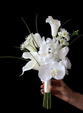 仿真花白色风信子马蹄莲新娘拍照手捧花影楼摄影婚纱照旅拍领证花