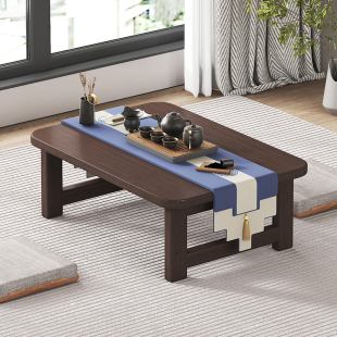 可折叠桌家用吃饭桌小桌子实木便携式 餐桌床上写作业电脑矮桌炕桌