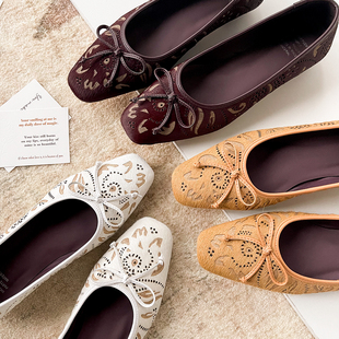 桑枝   马毛刺绣镂空新中式浅口单鞋