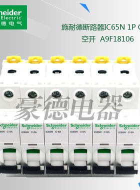 原装正品施耐德漏电保护空开开关断路器 IC65N 1P C6A A9F18106