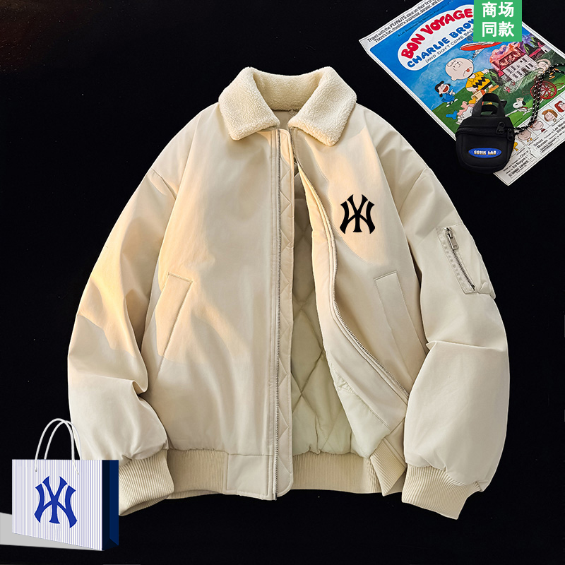 羊羔绒翻领工装棉服男款冬季外套