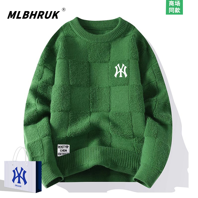MLBHRUK棋盘格针织衫毛衣