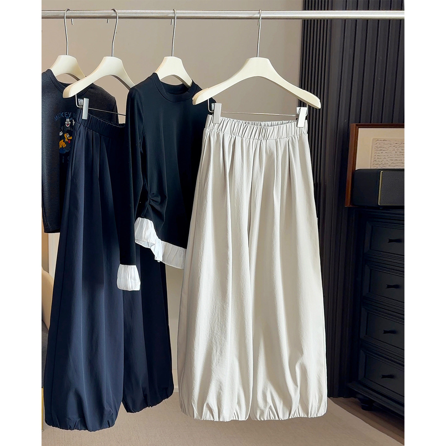 松紧高腰显瘦阔腿灯笼裤女2026春夏季新款薄款收口休闲百搭长裤子,女装/女士精品,休闲裤,淘宝优惠券,粉丝福利购,淘宝优惠卷