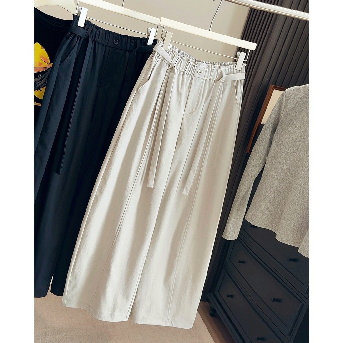 韩版系带休闲弯刀裤女2026春秋新款高腰显瘦梨形身材宽松阔腿裤子,女装/女士精品,休闲裤,淘宝优惠券,粉丝福利购,淘宝优惠卷