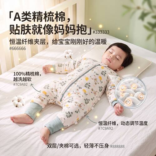 Candy Teddy秋冬季宝宝防踢被分腿加厚款新生儿童恒温a类婴儿睡袋