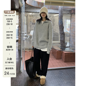 D YANGJUN polo领毛衣外套女秋季外穿韩版休闲宽松加厚针织上衣
