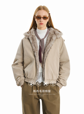 KXLFCHN空穴来风毛领座山雕时尚棉外套夹克男宽松百搭连帽棉衣女