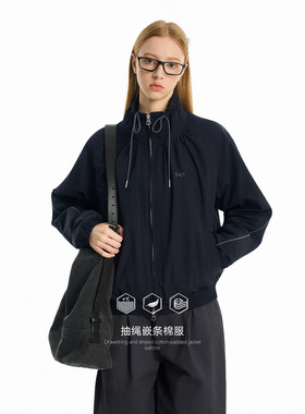KXLFCHN空穴来风抽绳嵌条立领棉服上衣女通勤休闲运动风情侣外套