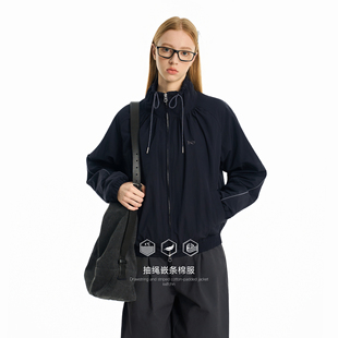 KXLFCHN空穴来风抽绳嵌条立领棉服上衣女通勤休闲运动风情侣外套