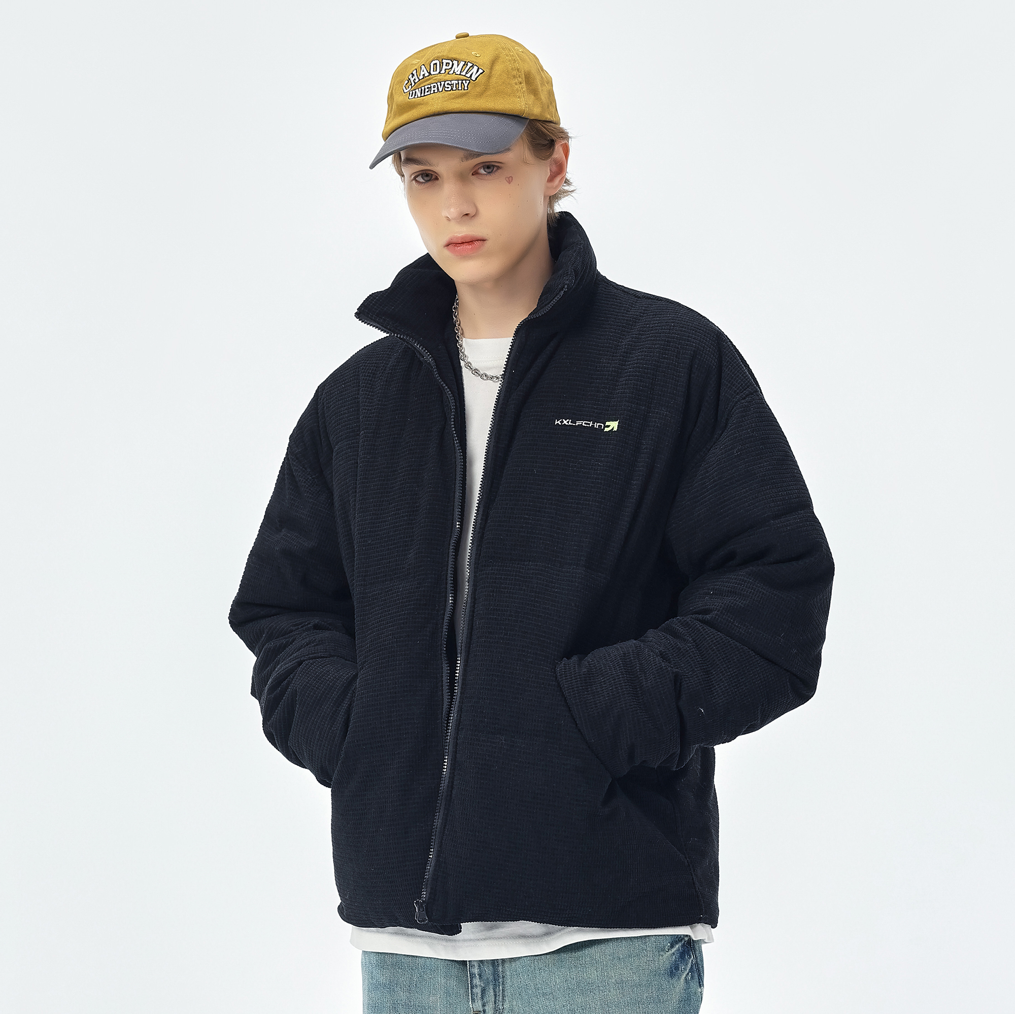 KXLFCHN美式潮牌立领棉服