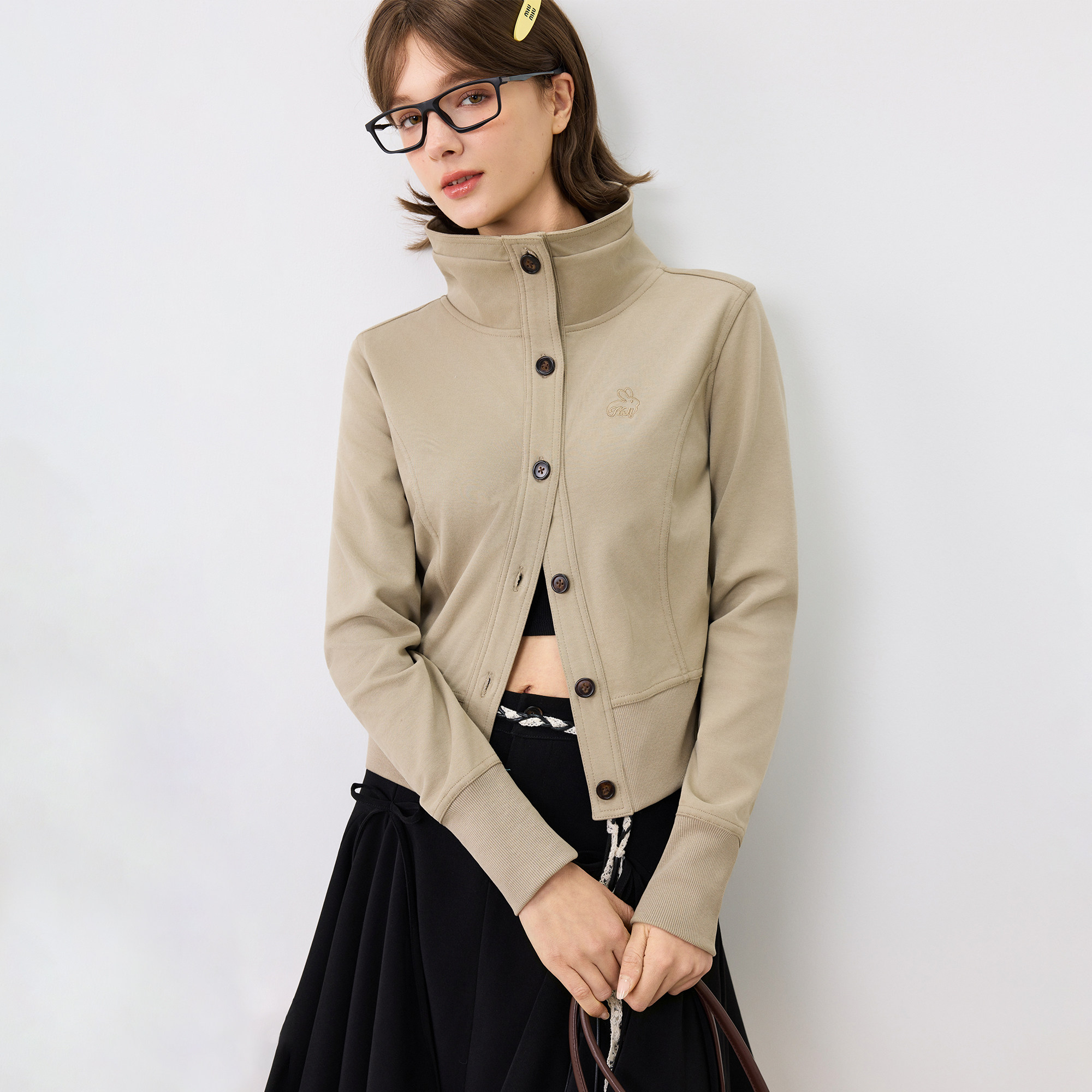 KXLFCHN空穴来风 春秋修身立领卫衣夹克百搭休闲款长袖上衣外套女图片