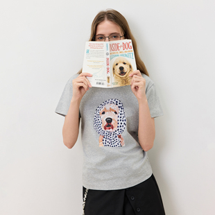 tee 百搭女上衣短袖 KXLFCHN空穴来风 波点帽小狗图案宽松休闲款