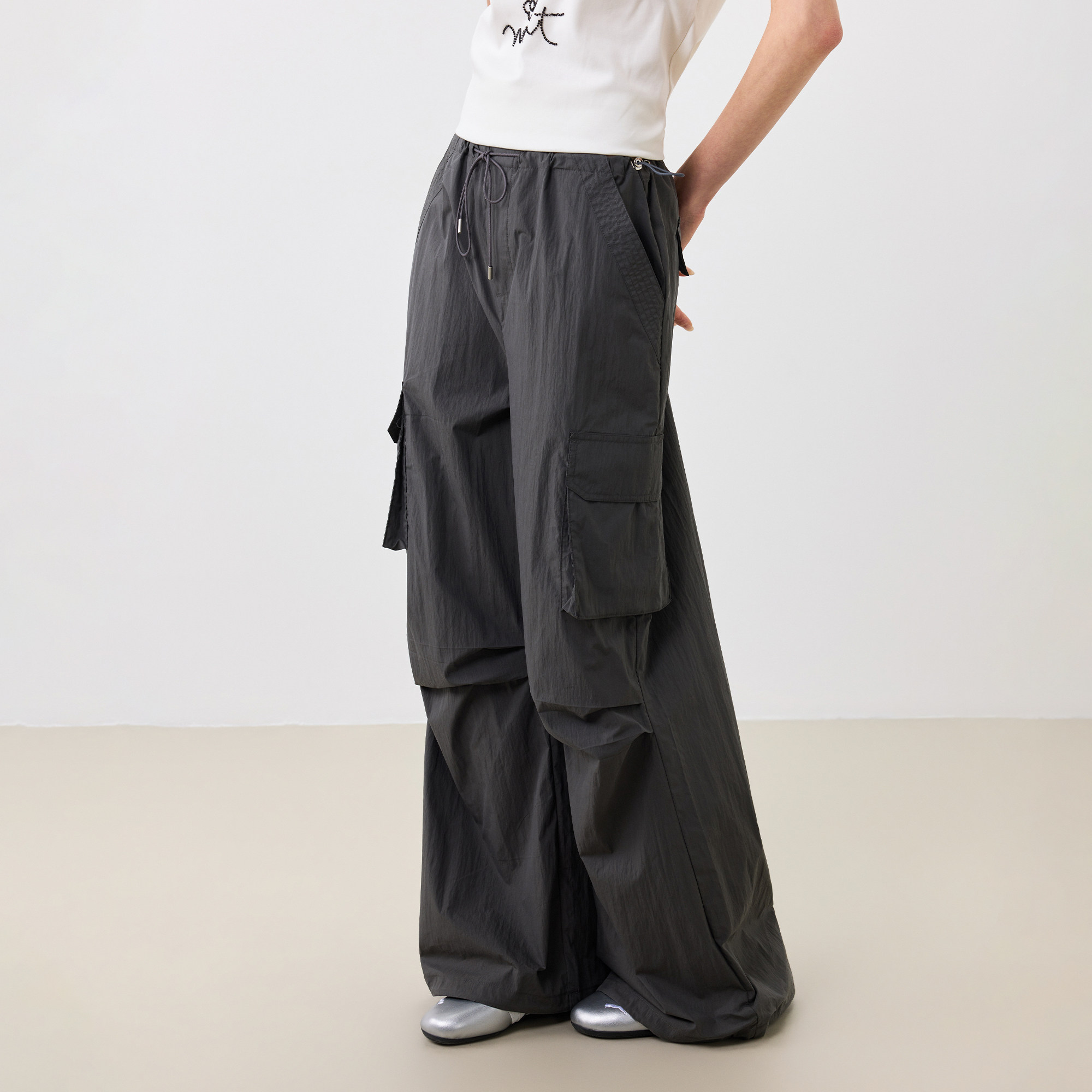 KXLFCHN空穴来风 轻薄伞兵裤宽松休闲复古设计感百搭工装阔腿裤女,女装/女士精品,时尚工装裤,淘宝优惠券,粉丝福利购,淘宝优惠卷