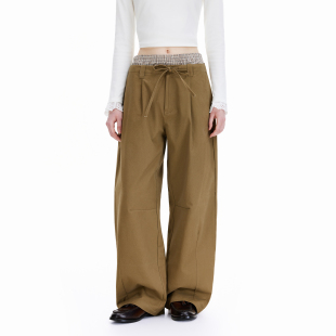 女多线抽折长裤 男简约百搭宽松休闲裤 廓形直筒裤 KXLFCHN空穴来风