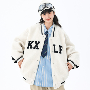 羊羔绒加厚棒球服夹克秋冬潮牌棉衣羊羔毛外套冬季 KXLFCHN 男女款