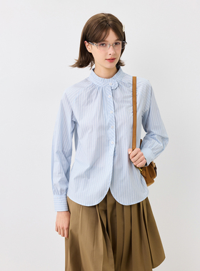 KXLFCHN空穴来风 春秋桃心领衬衫休闲款简约百搭款纯色宽松衬衣女