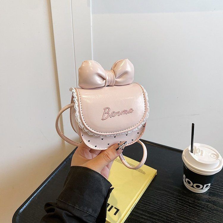 新款儿童女童宝宝小包包蕾丝蝴蝶结迷你小众斜挎包公主精致配饰包