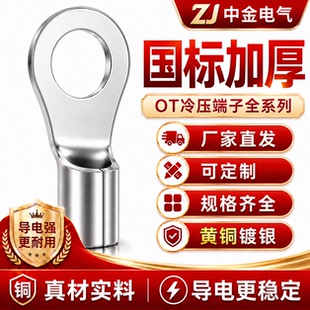 OT接线端子国标铜鼻子线鼻子1.5/4/6/8/10/12圆形冷压裸端子加厚